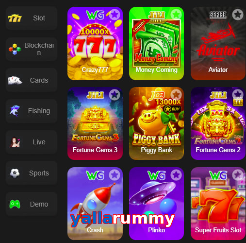 Main screen of Yallarummy game page for PK players